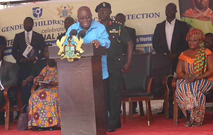 President Nana Addo Dankwa Akufo-Addo addressing a gathering at  International Women’s Day in Accra yesterday 